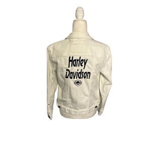 Harley-Davidson embroidered white jean jacket - LP